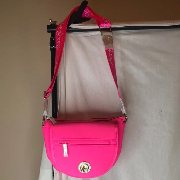 SALE! NWT LILLY PULITZER Giavanna Neoprene Bright Pink Crossbody Bag Great Gift - Picture 14 of 14